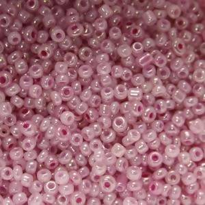 Perles de Rocaille 2mm couleur rose transparent brillant trou fushia (x 20g)
