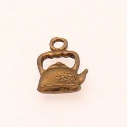 Perle breloque en métal forme bouilloire 13x19mm couleur vieil or (x 1)