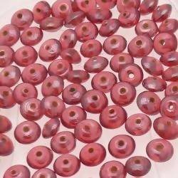 Perles en verre forme soucoupes Ø8mm couleur rose fushia brillant (x 10)