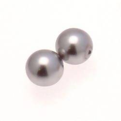 Perle en verre ronde nacrée Ø12mm couleur gris (x 2)