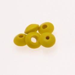Perles en verre forme soucoupes Ø10-12mm couleur jaune opaque (x 5)