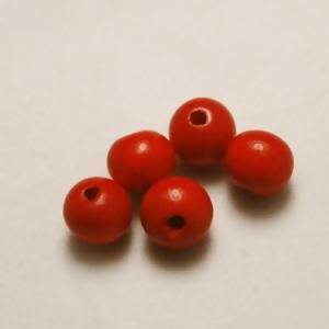 Perles en Bois rondes Ø8mm couleur rouge (x 5)