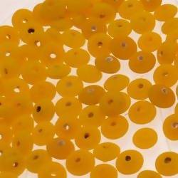 Perles en verre forme soucoupes Ø8mm couleur jaune foncé givré (x 10)