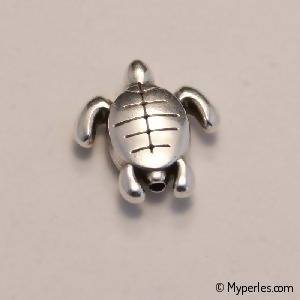 Perle en métal breloque forme tortue 14x16mm couleur Argent (x 1)