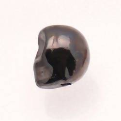 Perle en céramique crâne 20mm couleur hématite (x 1)