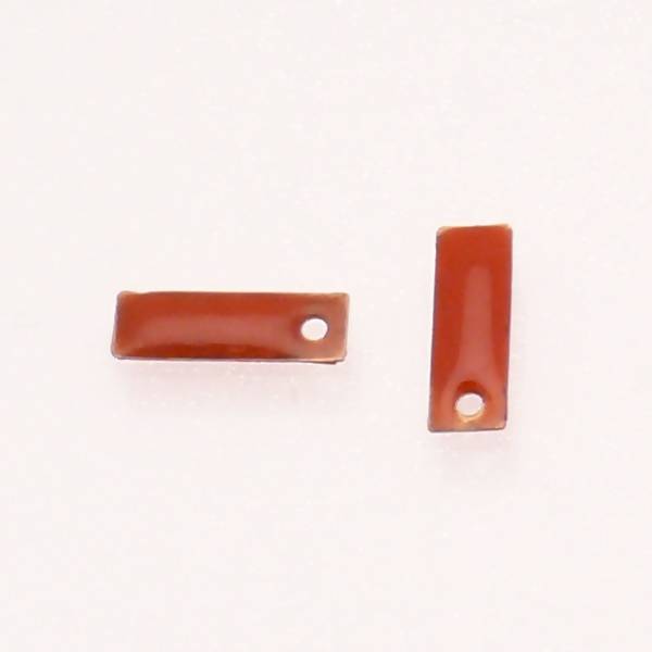 Pastille en métal rectangle 14x5mm couvert d'une résine couleur orange (x 2)