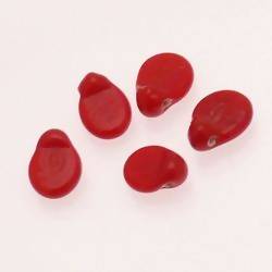 Perles en verre ronde plate Ø10mm couleur rouge opaque (x 5)