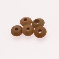 Perles en verre forme soucoupes Ø10-12mm couleur marron clair opaque (x 5)