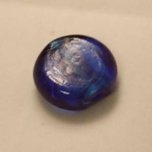 Perles en verre forme ronde feuille argent Ø22mm couleur bleu marine (x 1)