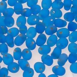 Perles en verre forme de petite goutte Ø5mm couleur bleu lagon givré (x 10)