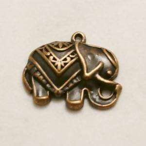 Perle en métal breloque éléphant profil art stylisé 24x13mm coul. cuivre (x 1)