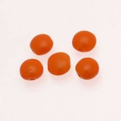 Perle en verre ronde aplatie "smarties" Ø12mm couleur orange opaque (x 5)
