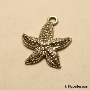 Perle en métal breloque forme étoile de mer 19x19mm couleur Argent (x 1)