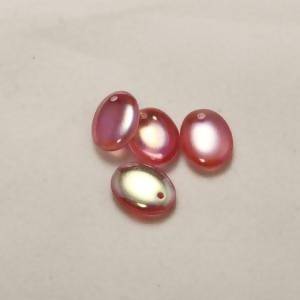 Perles en verre tchèque ovale plate Ø12mm rose transparent (x 4)