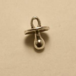 Perle en métal breloque forme tétine14x9mm couleur Argent (x 1)
