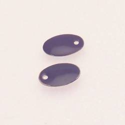 Pastille en métal forme ovale 12x8mm couvert d'une résine couleur violet (x 2)