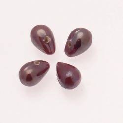 Perles en verre forme de grosses gouttes couleur chocolat brillant (x 4)