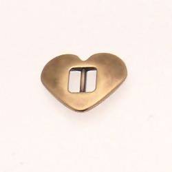 Perle passe-cuir en métal forme de coeur 20x16mm couleur vieil or (x 1)