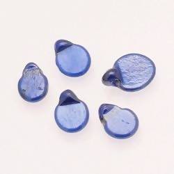 Perles en verre ronde plate Ø10mm couleur bleu marine brillant (x 5)
