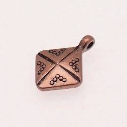 Perle en métal breloque losange décor couleur cuivre (x 1)