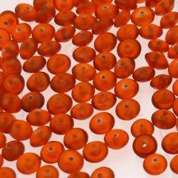 Perles en verre forme soucoupes Ø8mm couleur orange foncé transparent (x 10)