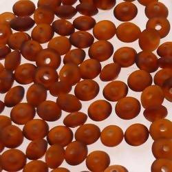 Perles en verre forme soucoupes Ø8mm couleur ambre givré (x 10)