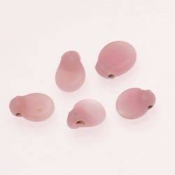 Perles en verre ronde plate Ø10mm couleur rose opaque (x 5)