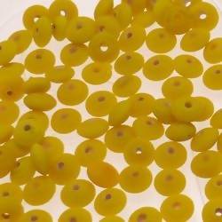 Perles en verre forme soucoupes Ø8mm couleur jaune givré (x 10)