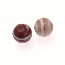 Perle en verre ronde Ø10mm couleur rayures marron (x 2)