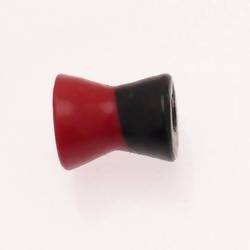 Perles en verre forme diabolo 17x15mm bicolore rouge et noir (x 1)