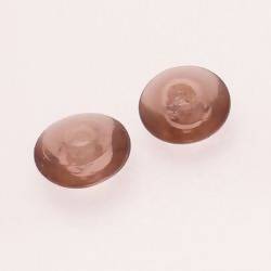 Perles en verre forme soucoupes Ø15mm couleur Vieux Rose transparent (x 2)