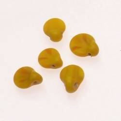 Perles en verre ronde plate Ø10mm couleur jaune opaque (x 5)