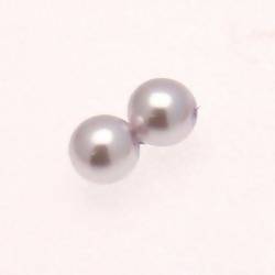 Perle en verre ronde nacrée Ø10mm couleur rose pâle (x 2)