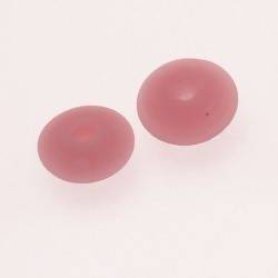 Perles en verre forme soucoupes Ø15mm couleur Rose givré (x 2)