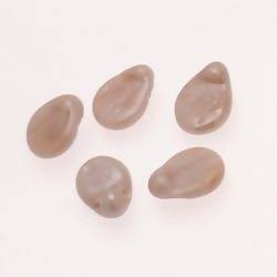 Perles en verre ronde plate Ø10mm couleur crème brillant (x 5)
