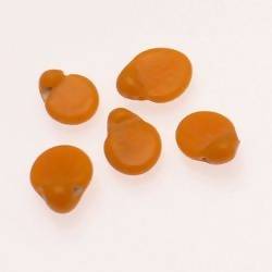 Perles en verre ronde plate Ø10mm couleur orange clair opaque (x 5)