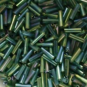 Perles de Rocaille 2mm tube vert transparent effet huile (x 20g)