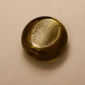 Perles en verre forme ronde feuille argent Ø22mm couleur marron clair (x 1)