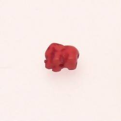 Perle résine forme éléphant rouge 10x12mm (x 1)