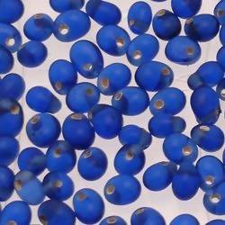 Perles en verre forme de petite goutte Ø5mm couleur bleu marine transparent (x 10)