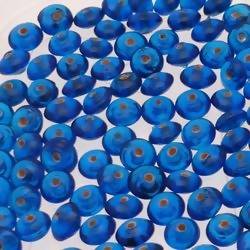 Perles en verre forme soucoupes Ø8mm couleur bleu ocean transparent (x 10)