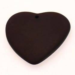 Perle résine forme coeur 40x40mm couleur noir mat (x 1)