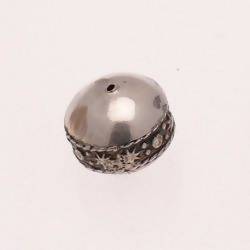 Perle métal Boule décor couleur Argent à Motif 20mm (x 1)