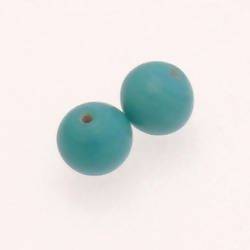 Perle en verre ronde Ø10mm couleur bleu turquoise (x 2)