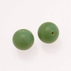 Perle en verre ronde Ø14mm couleur vert opaque (x 2)