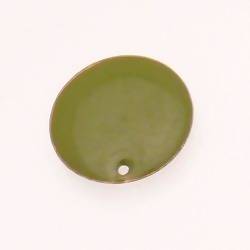 Pastille en métal Ø20mm couverte d'une résine couleur vert kaki (x 1)