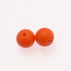Perle en verre ronde Ø10mm couleur orange opaque (x 2)