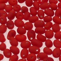 Perles en verre forme de petite goutte Ømm couleur rouge givré (x 10)