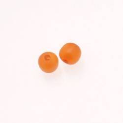 Perle ronde en résine Ø8mm couleur orange brillant (x 2)