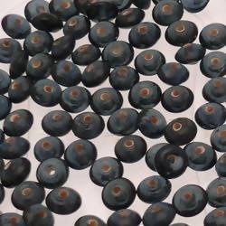Perles en verre forme soucoupes Ø8mm couleur gris anthracite opaque (x 10)